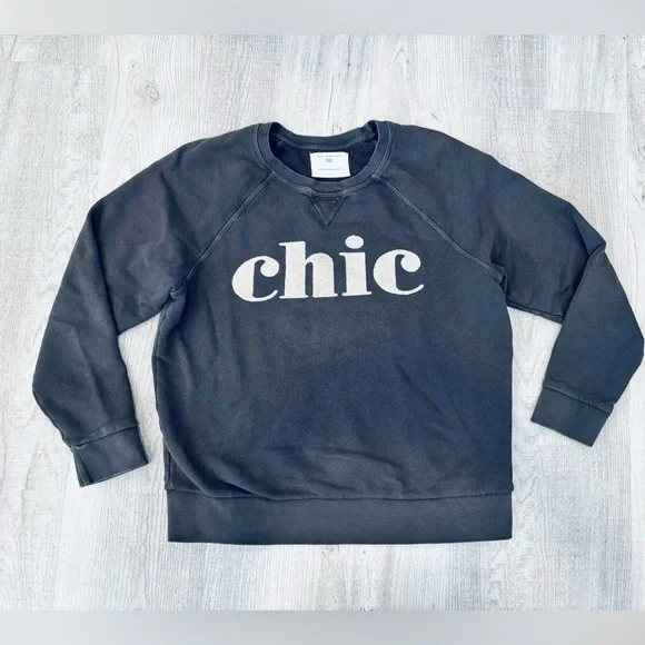 Anthropologie | Sol Angeles Black Gray Chic' Sweatshirt Medium - Picture 3 of 7